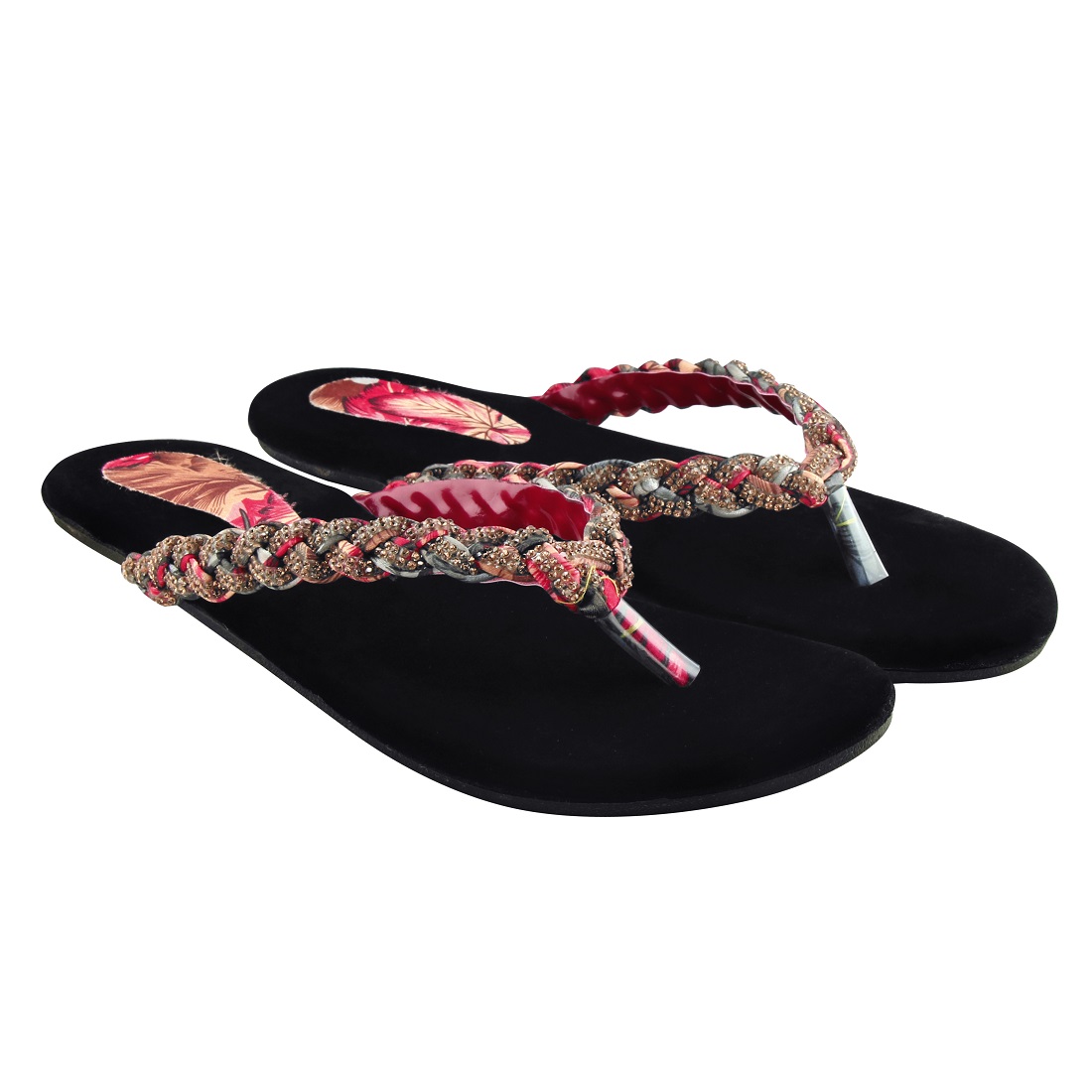 WOMEN-RED-FLAT FANCY SLIPPER Wholesale Footwear by Blinder