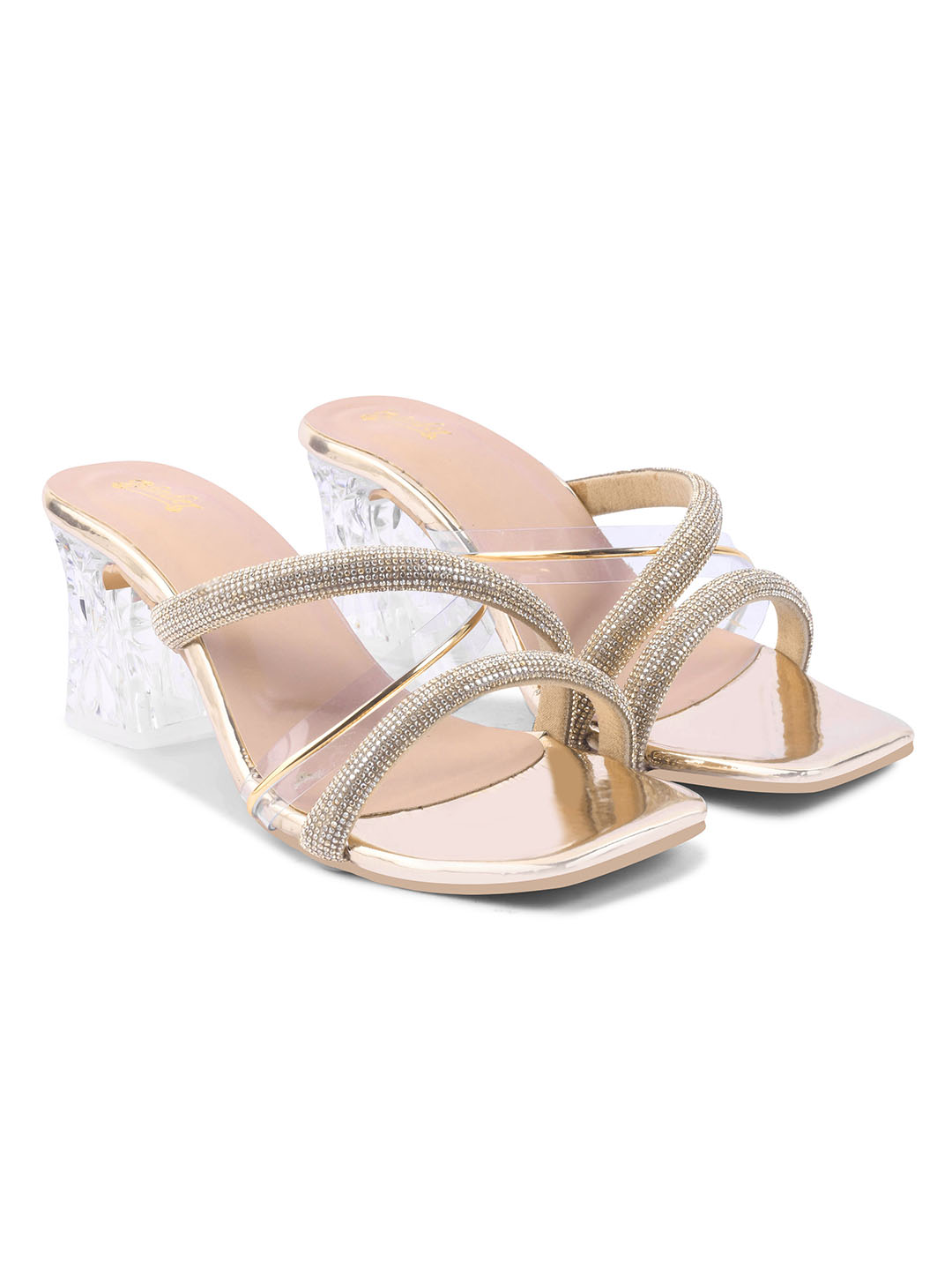 Stylish and Trending embellished Golden heels Wholesale Footwear by Blinder
