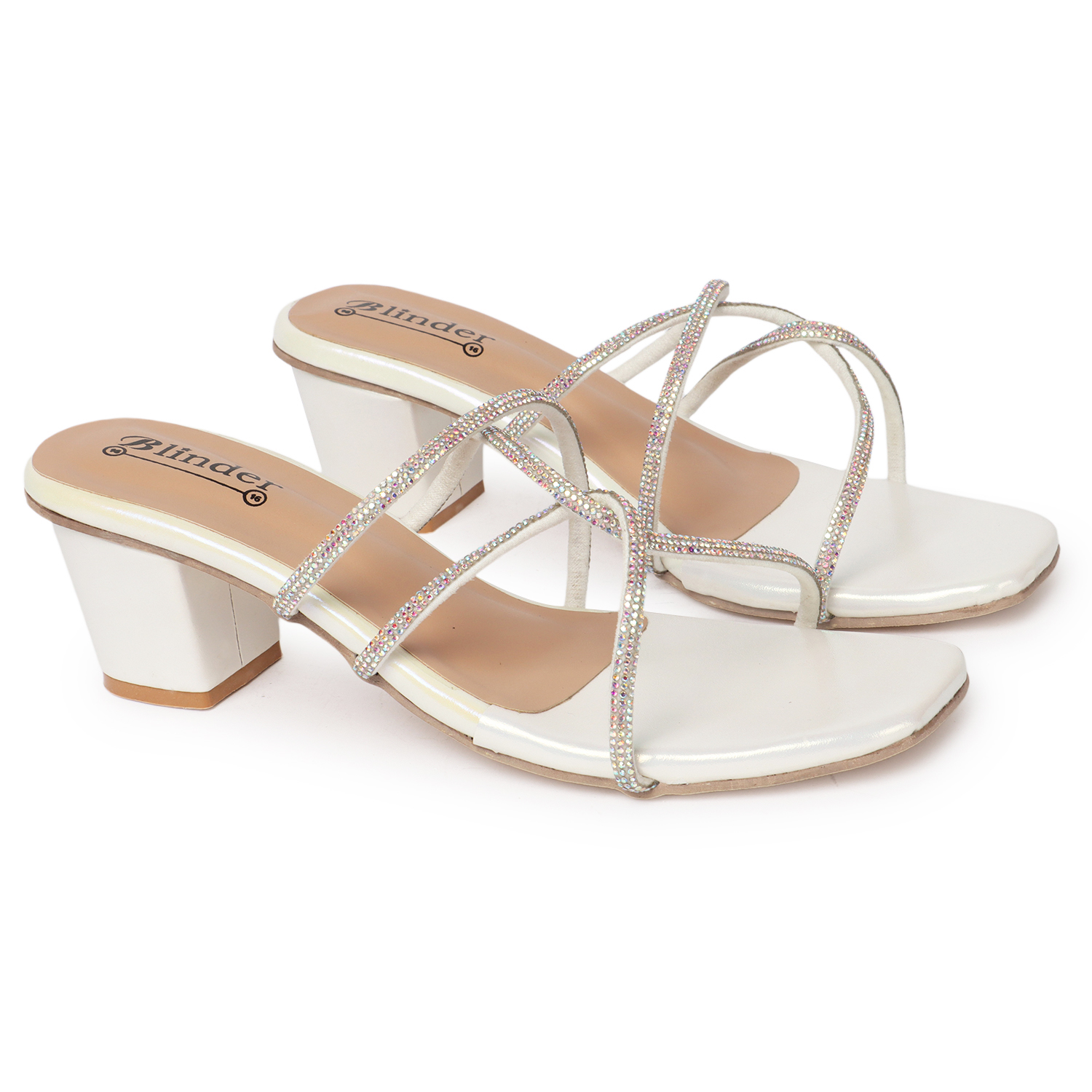 Womens fancy stylish white Heels Wholesale Footwear by Blinder